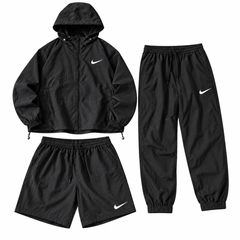 Чоловічий вітрозахисний комплект 3 в 1 Sportswear &mdash; вітровка, штани та шорти, чорний S